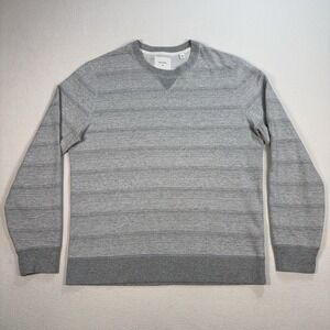 Billy Reid V-Notch Sweatshirt Men's M Heathered Gray Stripe Crewneck *STAINS*